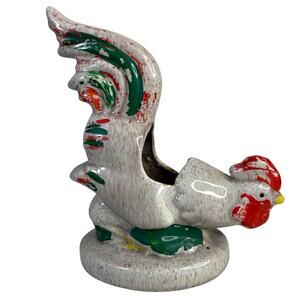 Vintage Ceramic Rooster Planter Vase Figural Pottery Chicken Décor 7” Hand Paint